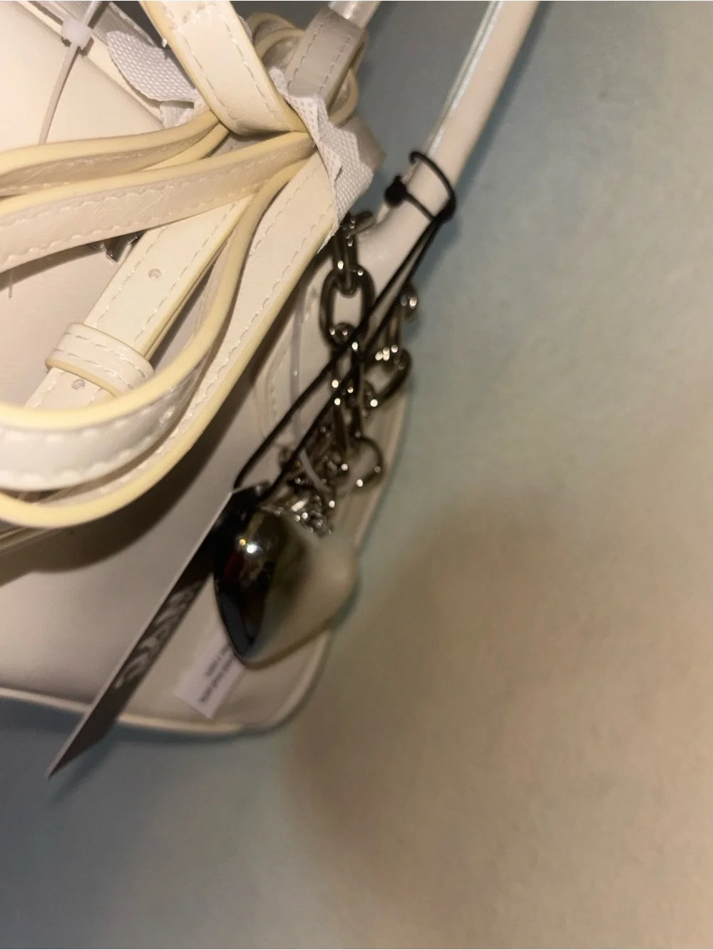 Madden NYC White Dome Satchel with Heart Charm